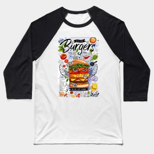 Food, fast food, super, king size, burger, hamburger, cheeseburger Baseball T-Shirt